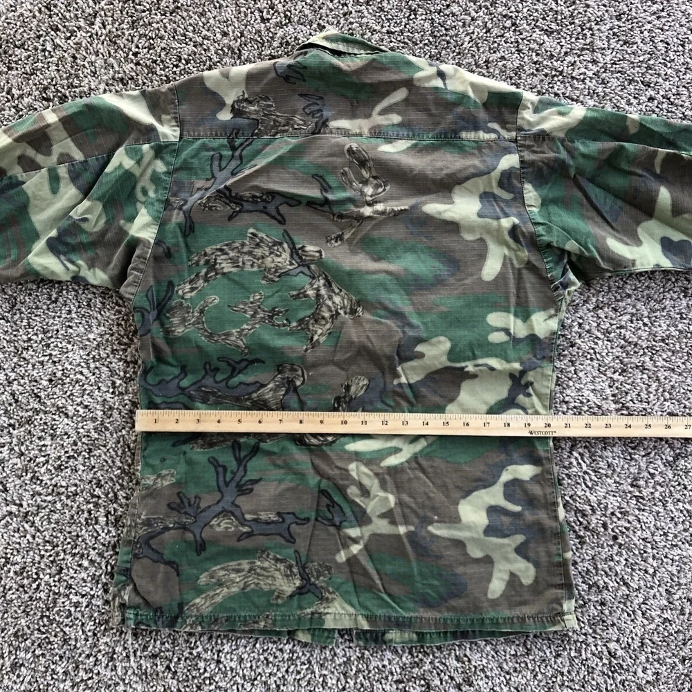 Vintage Vietnam Era OG 107 US‎ Army Sateen Fatigue Shirt Cotton Distressed READ